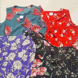 CAbi Floral Sleeveless Blouses - Red, Blue, Purple, Teal